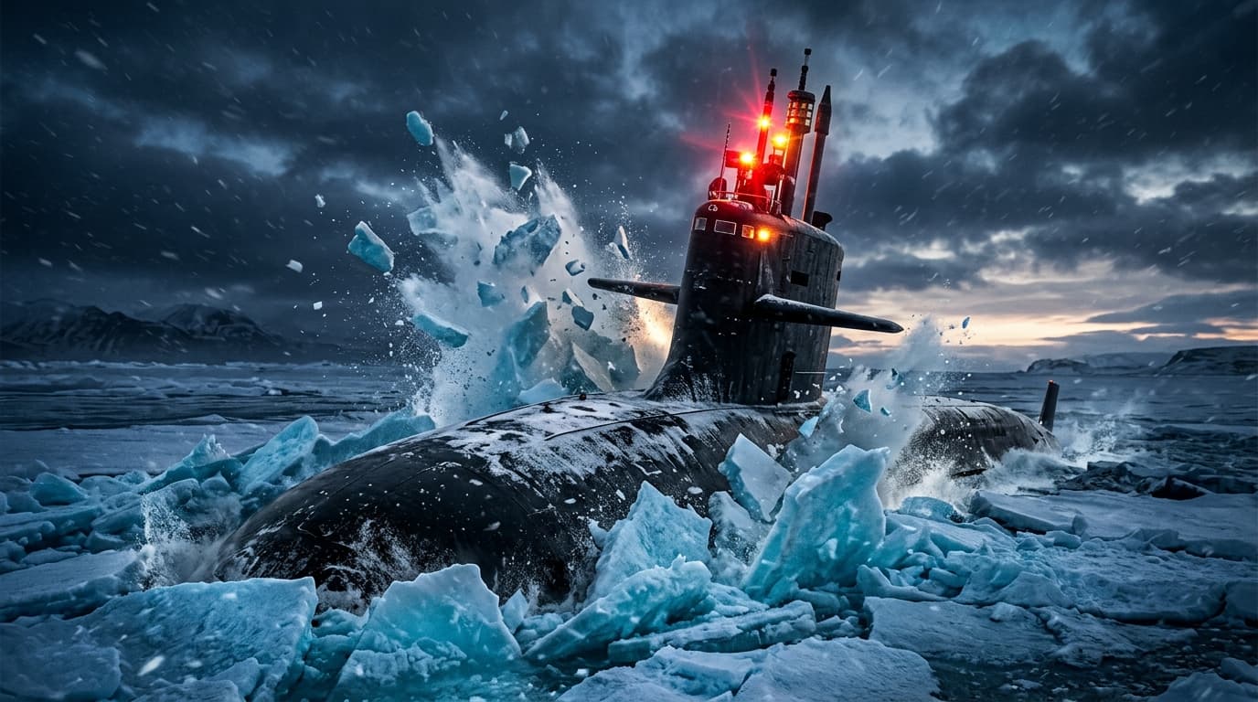 Arctic Breach: Ballistic Missile Submarine Shattering Polar Sea Ice