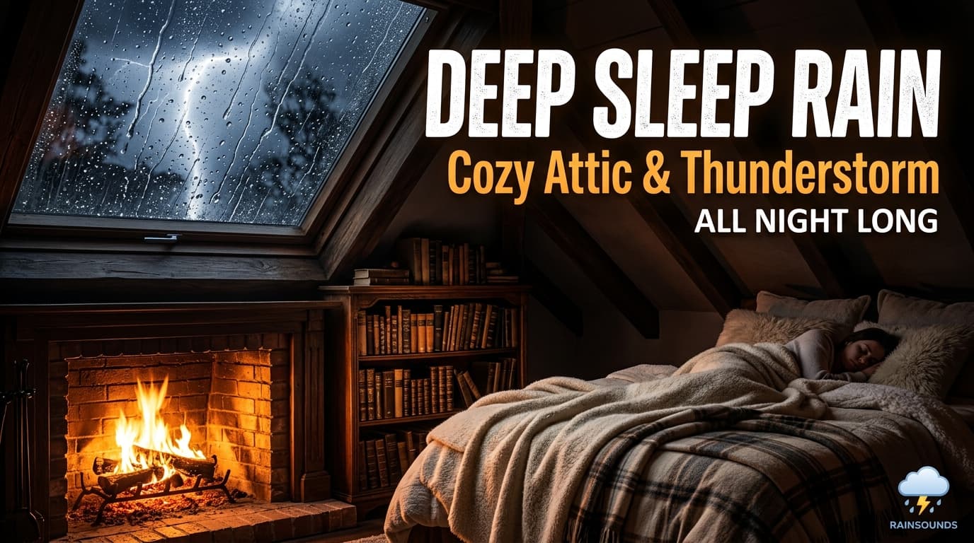 Deep Sleep Rain: Cozy Attic & Thunderstorm All Night Long